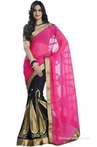 Pooja Prints Self Design Fashion Chiffon Sari